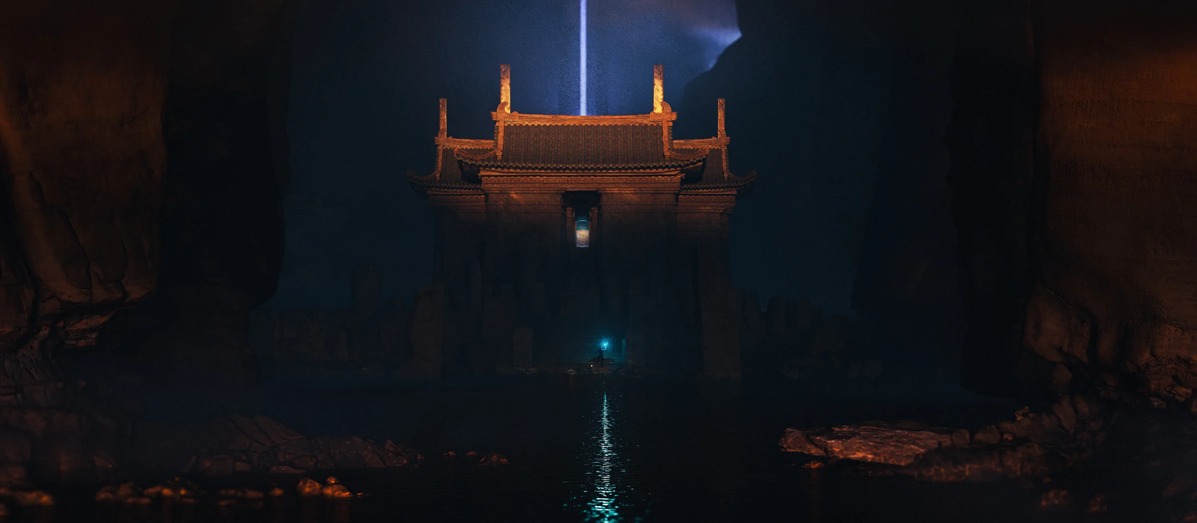 Temple environment visual development by David Pellet